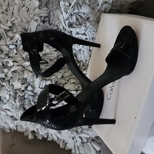 Calvin Klein Black Snake Skin Heels
